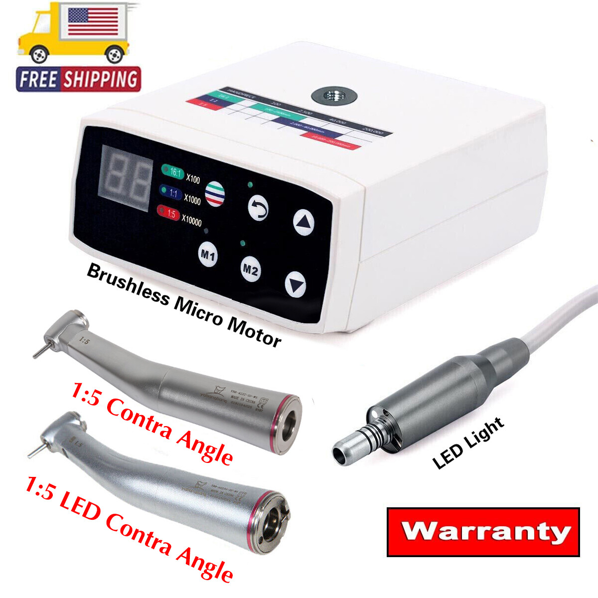 Dental Brushless Micro Motor/1:5 (LED) Handpiece Contra Angle Fit NSK new